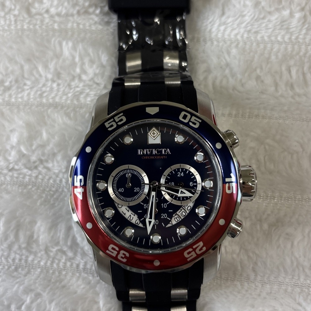 Invicta Pro Diver Chronograph 48mm Watch Pepsi Bezel Silicone Strap 44521 NIB